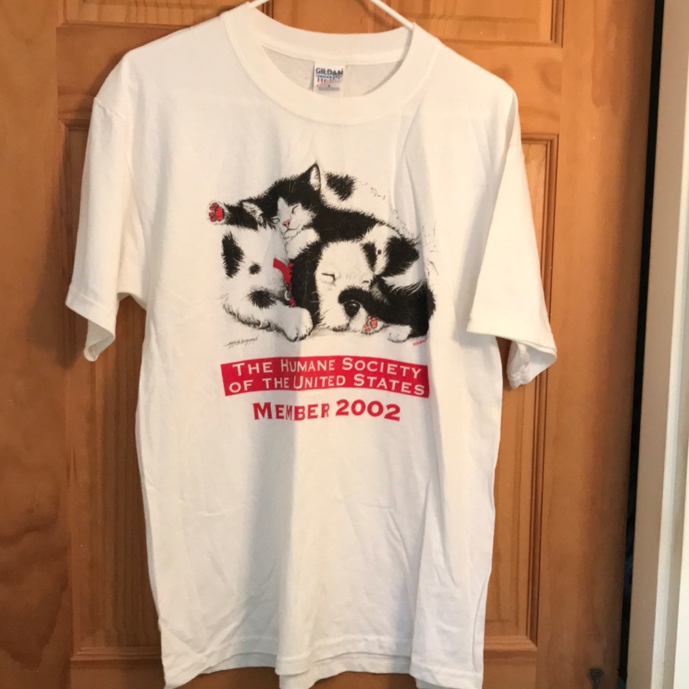 5/$25 White Cat & Dog T Shirt